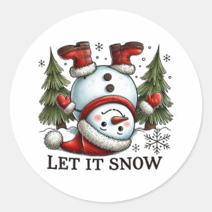 Julafton Gift Låt det snöa Man Runt Klistermärke