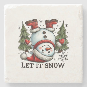 Julafton Gift Låt det snöa Man Stenunderlägg