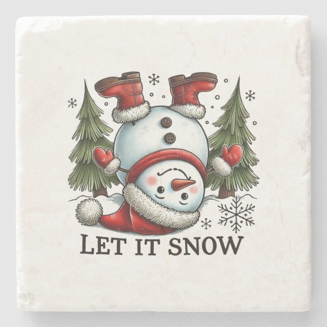 Julafton Gift Låt det snöa Man Stenunderlägg (Framsidan)