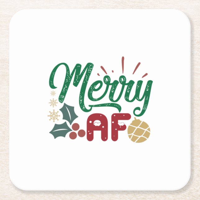 Julafton Gift | Merry AF Coola Sassy Underlägg Papper Kvadrat (Framsidan)