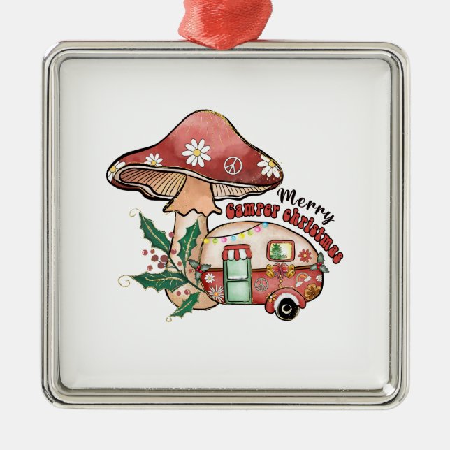Julafton Gift Merry Camper Julafton Julgransprydnad Metall (Framsidan)