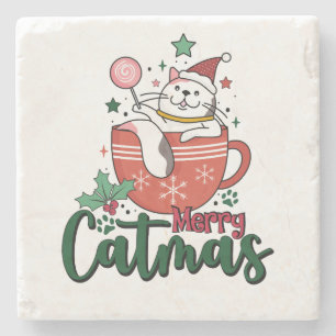 Julafton Gift Merry Cute Catmas Stenunderlägg