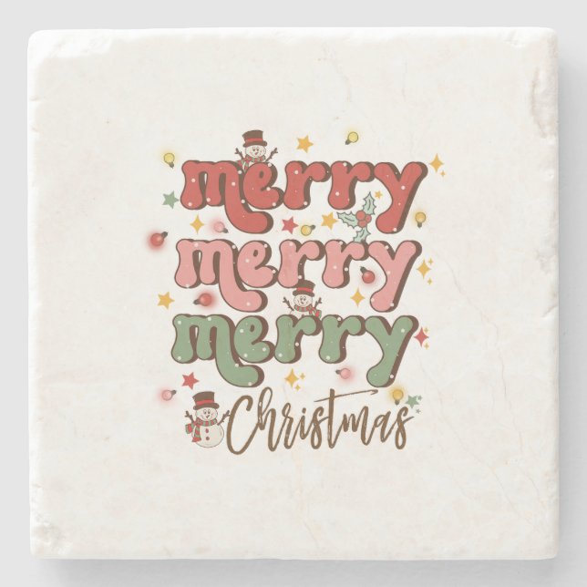 Julafton Gift Merry God jul Stenunderlägg (Framsidan)
