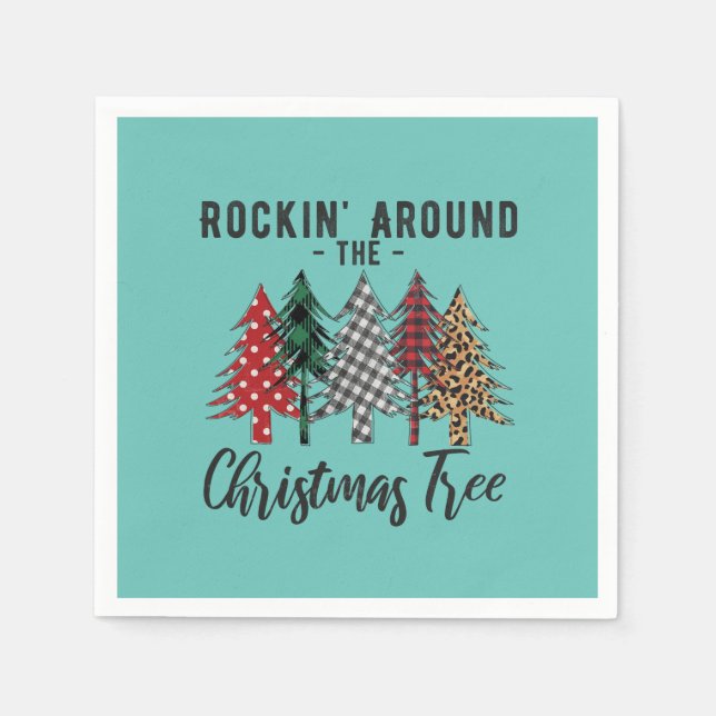 Julafton gift Rockin runt Julgran Pappersservett (Framsidan)