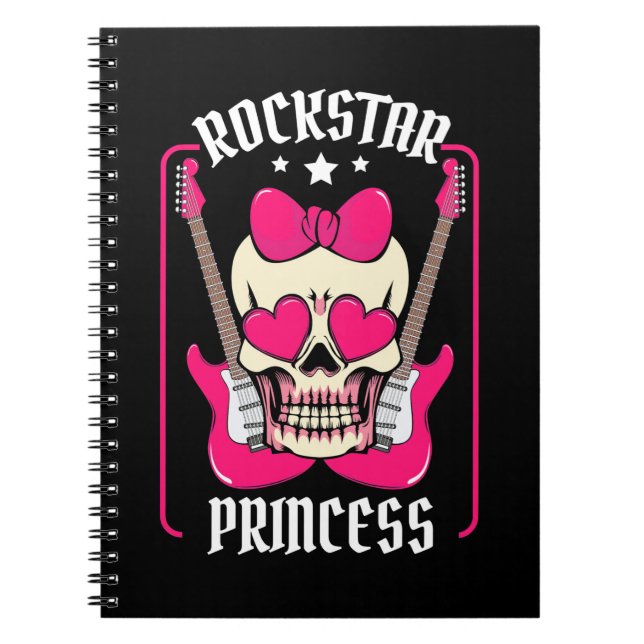 Julafton Gift | Rockstar Princess Skull Anteckningsbok (Framsidan)