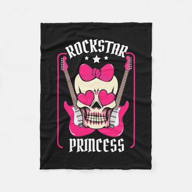 Julafton Gift | Rockstar Princess Skull Fleecefilt (Framsidan)