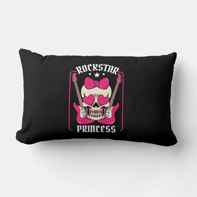 Julafton Gift | Rockstar Princess Skull Lumbarkudde (Framsida)