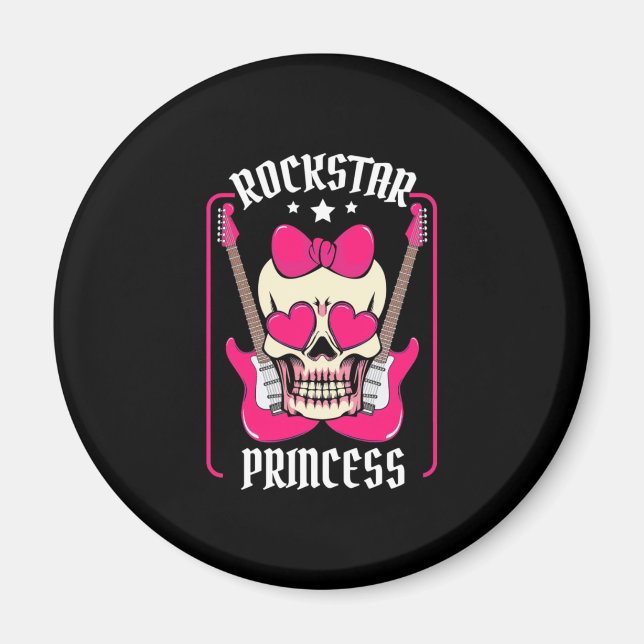 Julafton Gift | Rockstar Princess Skull Magnet (Framsidan)