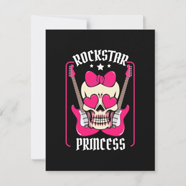 Julafton Gift | Rockstar Princess Skull Tack Kort (Framsida)