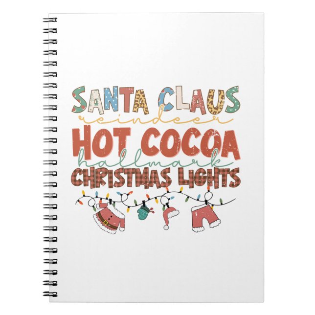 Julafton Gift Santa Clausjul Ljus Anteckningsbok (Framsidan)