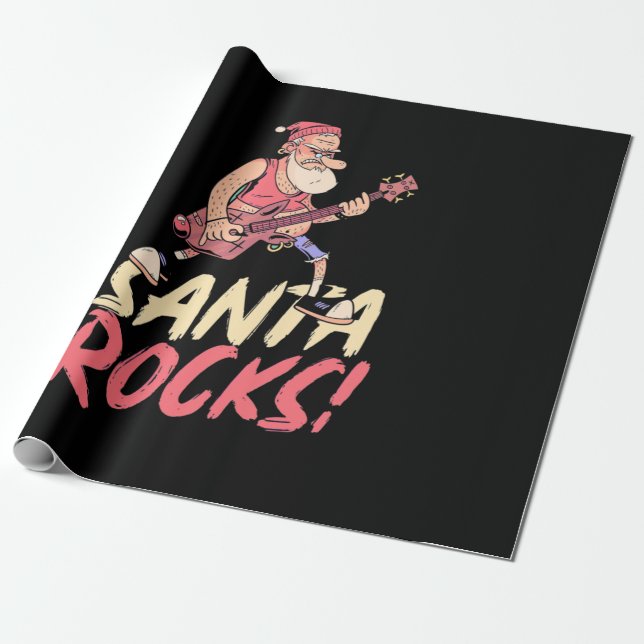 Julafton Gift | Santa Sten Guitar Presentpapper (Utrullad)