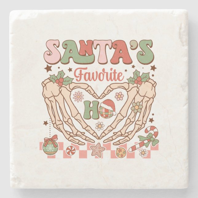 Julafton Gift Santa's Favorite Ho Stenunderlägg (Framsidan)