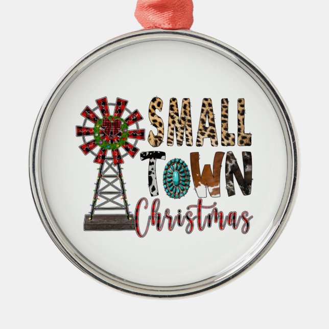 Julafton Gift Small Town Jul Julgransprydnad Metall (Framsidan)