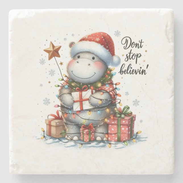 Julafton Gift stoppa inte Believin" Stenunderlägg (Framsidan)