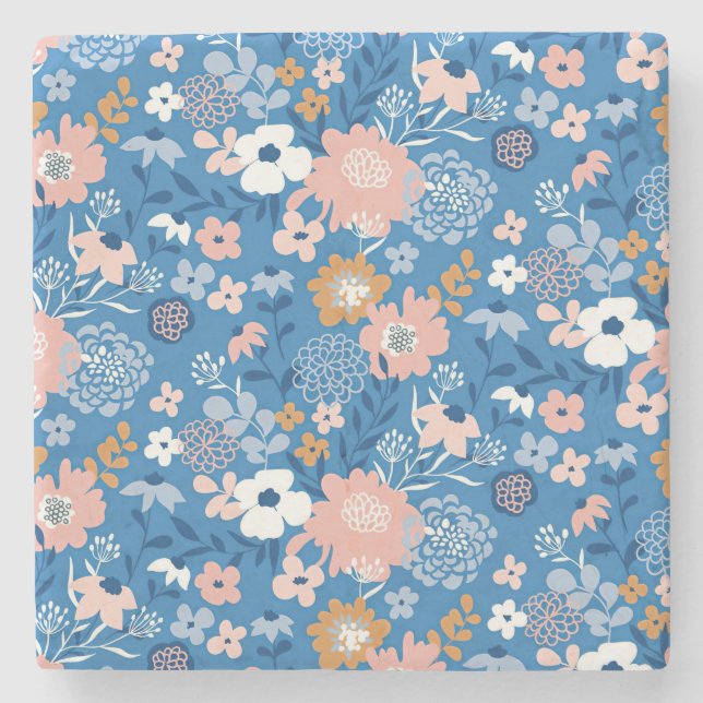 Julafton Gift-strukturdesign med enkla blommor Stenunderlägg (Framsidan)