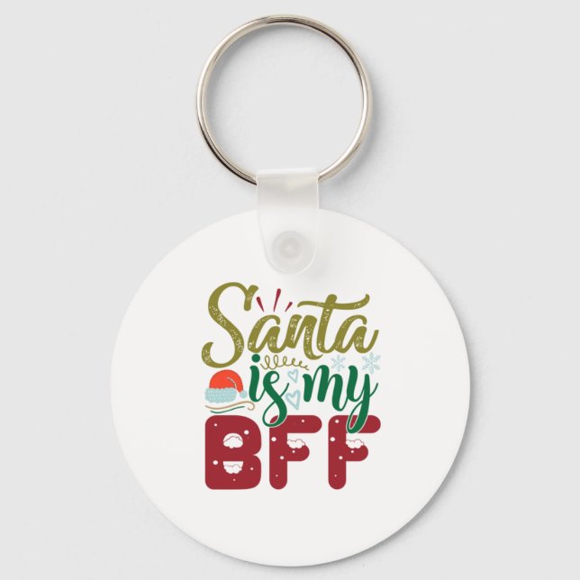 Julafton Gift | Tomten är min BFF Nyckelring (Framsida)