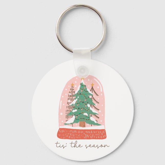 Julafton Gift Träd Tis Season Nyckelring (Framsida)