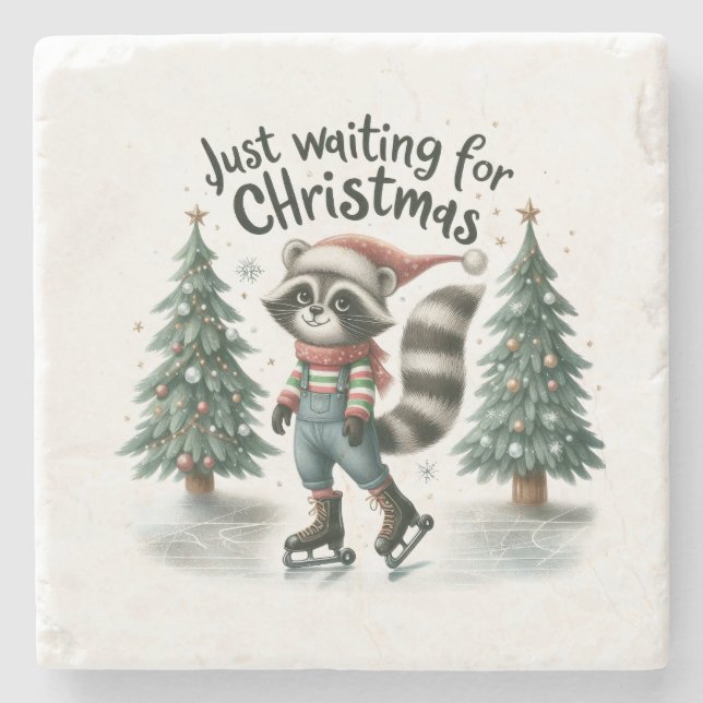 Julafton Gift väntar precis på jul Stenunderlägg (Framsidan)