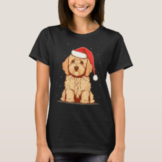 Julafton Golden Doodle Santa vid jul Goldendoodle T Shirt