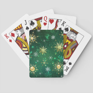 Julafton Golden Snöflingor på Grönten - bakgrunden Casinokort