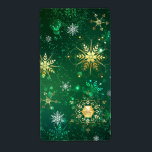 Julafton Golden Snöflingor på Grönten - bakgrunden Fraktsedel<br><div class="desc">Gröntens julbakgrund med guld och grönt smycken snöflingor. Golden snöflingor. Julafton.</div>