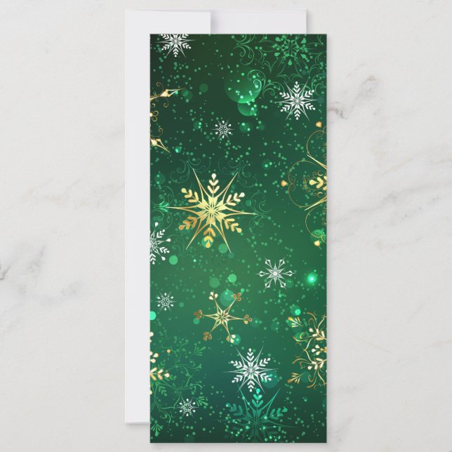 Julafton Golden Snöflingor på Grönten - bakgrunden Julkort (Framsida)