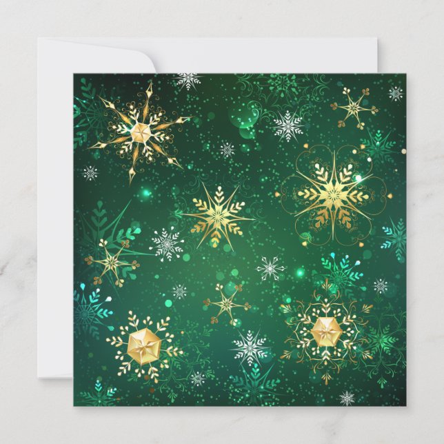 Julafton Golden Snöflingor på Grönten - bakgrunden Meddelande (Framsida)