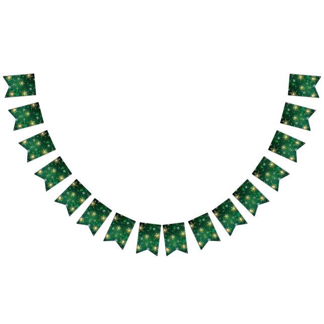Julafton Golden Snöflingor på Grönten - bakgrunden Vimplar (Alla)