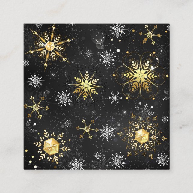 Julafton Golden Snöflingor på svart bakgrund (Framsida)