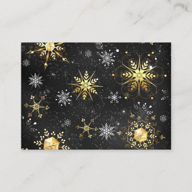 Julafton Golden Snöflingor på svart bakgrund (Framsida)