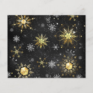 Julafton Golden Snöflingor på svart bakgrund Flygblad