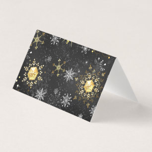 Julafton Golden Snöflingor på svart bakgrund Kort