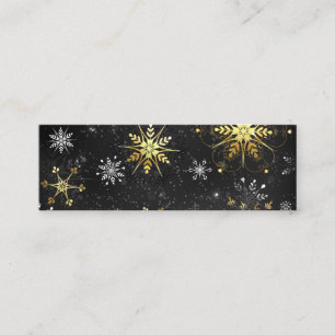 Julafton Golden Snöflingor på svart bakgrund Mini Visitkort