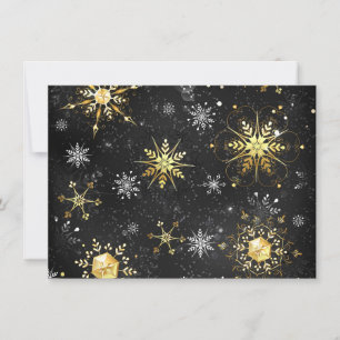 Julafton Golden Snöflingor på svart bakgrund Spara Datumet