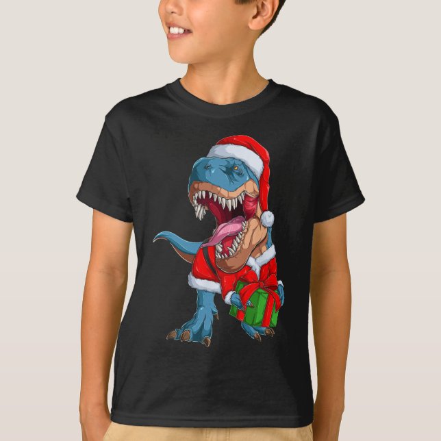 Julafton Graphic Dino T Rex Boys Dinosaur jul Shirt (Framsida)