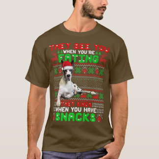 Julafton Great dane Santa de ser dig när du är Eat T Shirt