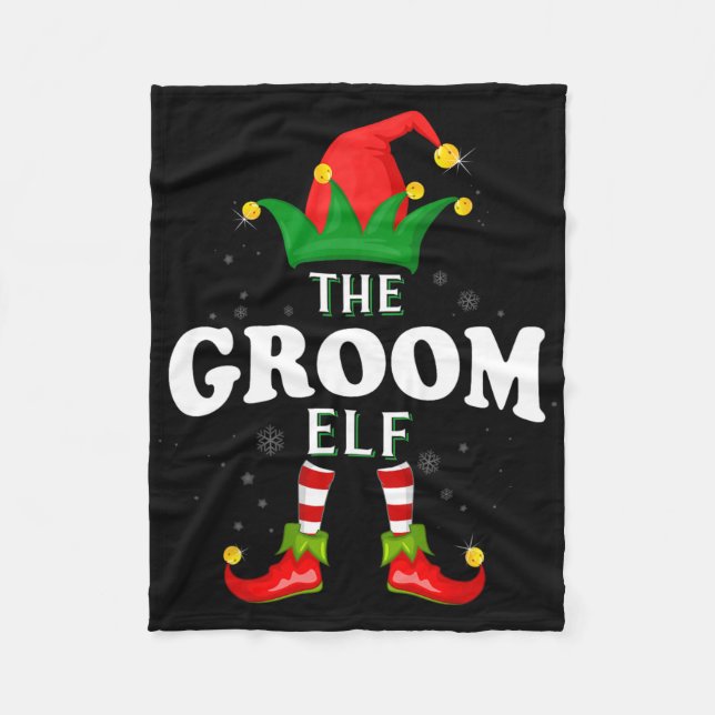 Julafton Groom Elf-familjen matchar jul Pajama Fleecefilt (Framsidan)
