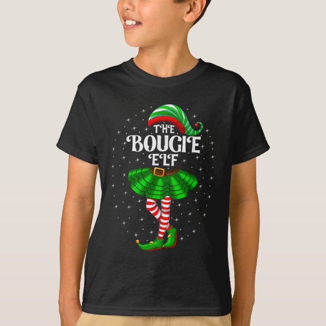 Julafton Group Matching Women Girls the Bougie Elf T Shirt (Framsida)