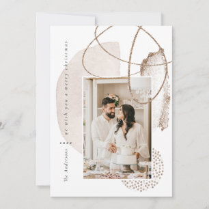 Julafton Guld Boho Modern Geometric Photo Helgdag  Julkort