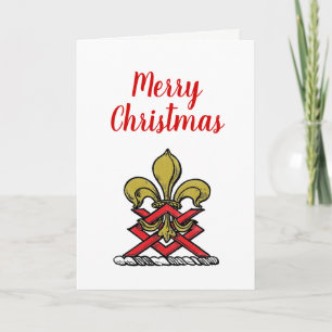 Julafton Guld Red Heraldic Vapensköld Fleur de Lis Helgkort