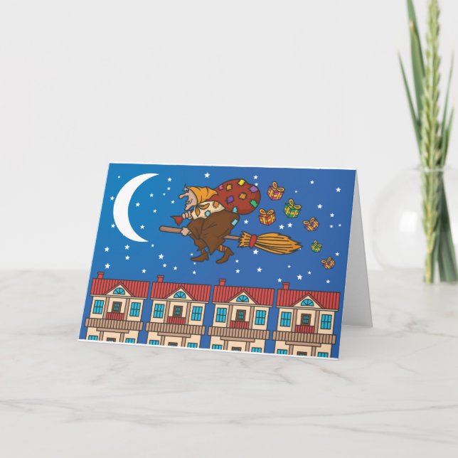 julafton häxBefana Helgkort (Framsida)