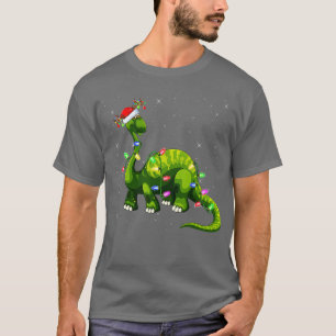 Julafton Helgdag Lighting Santa Brontosaurus Dinos T Shirt