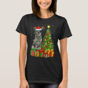 Julafton Helgdag Ljus Santa Blue Heeler Hund Chris T Shirt