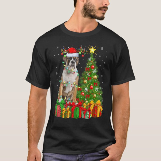 Julafton Helgdag Ljus Santa English Bulldog Christ T Shirt (Framsida)