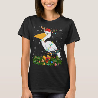 Julafton Helgdag Reindeer Hat Santa Pelican Bird C T Shirt