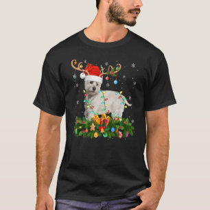 Julafton Helgdag Reindeer Hat Santa Westie Hund Ch T Shirt