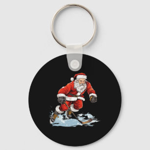 Julafton Helgdag Roligt Santa Played Ice Hockey Ch Nyckelring