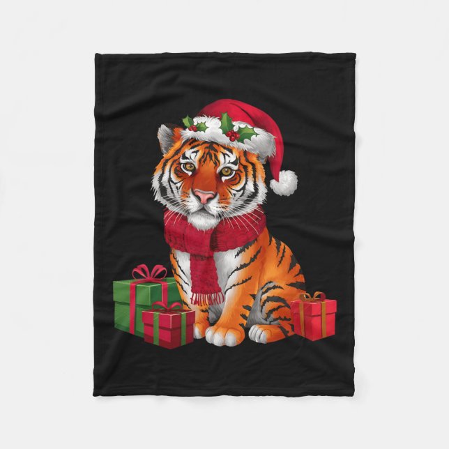 Julafton Helgdag Santa Bengal Tiger jul Fleecefilt (Framsidan)