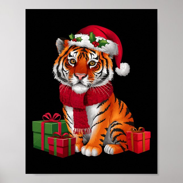 Julafton Helgdag Santa Bengal Tiger jul Poster (Framsidan)
