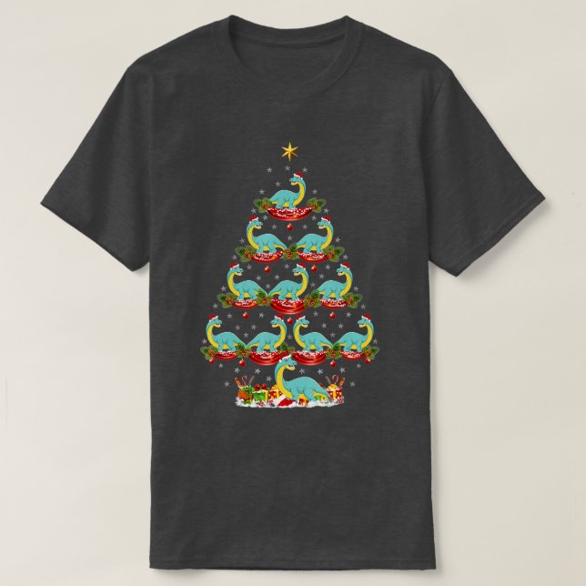 Julafton Helgdag Santa Brontosaurus Dinosaur jul T Shirt (Design framsida)